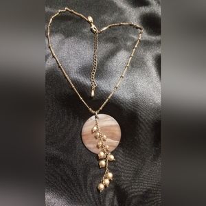 Lia Sophia choker ,collar necklace gold tone with shell & gold tone tassel beads